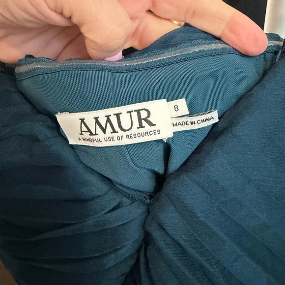 Brand new without tag! Amur Caitlyn Strapless Midi Dress Aqua Lake color size 8 - Picture 8 of 8